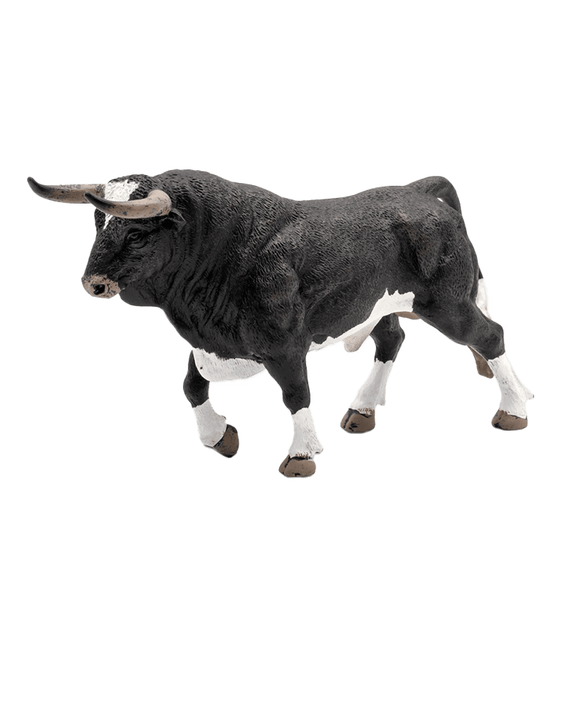 Toro de lidia negro y blanco 1 Toro de lidia negro y blanco de juguete